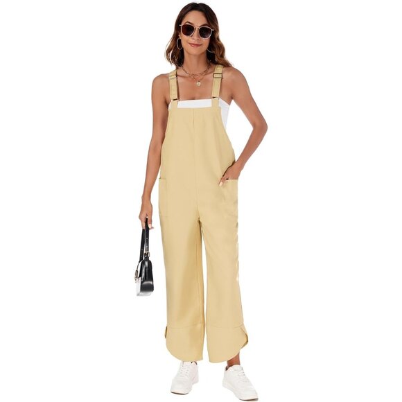 JUMPSUITS Romper Suits Wide Leg Pants-Apricot - Picture 5 of 6